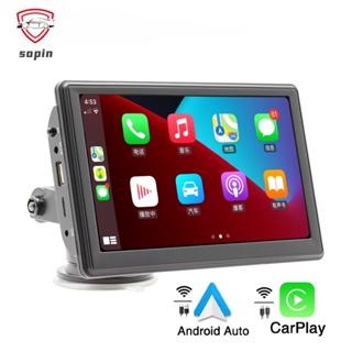  6.9 pulgadas solo DIN Apple Carplay coche estéreo pantalla  táctil radio de coche con Bluetooth 5.0 soporte Android Auto Mirror Link FM  EQ SWC, receptor de audio para coche con USB/SWC/MIC/TF/AUX-in 