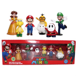 6PCS Super Mario Bros Figura De Acción Juguetes Muñecas Modelo Set Luigi  Yoshi Burro Kong Juego De Hongos Personaje Muñeca Juguete