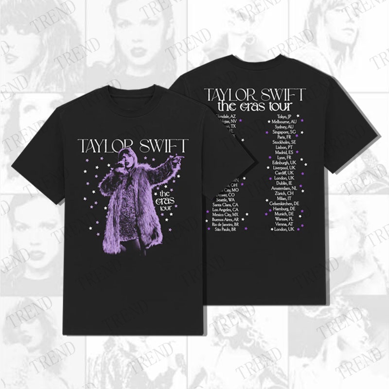 thumbnail image 1 of Taylor Swift The Eras Tour Live Photo Stars Camiseta De Algodón De Talla Grande Para Hombres Y Mujeres Sueltas De Tendencia De Impresión De Letras De Moda De Verano Manga Corta, 1 of 4