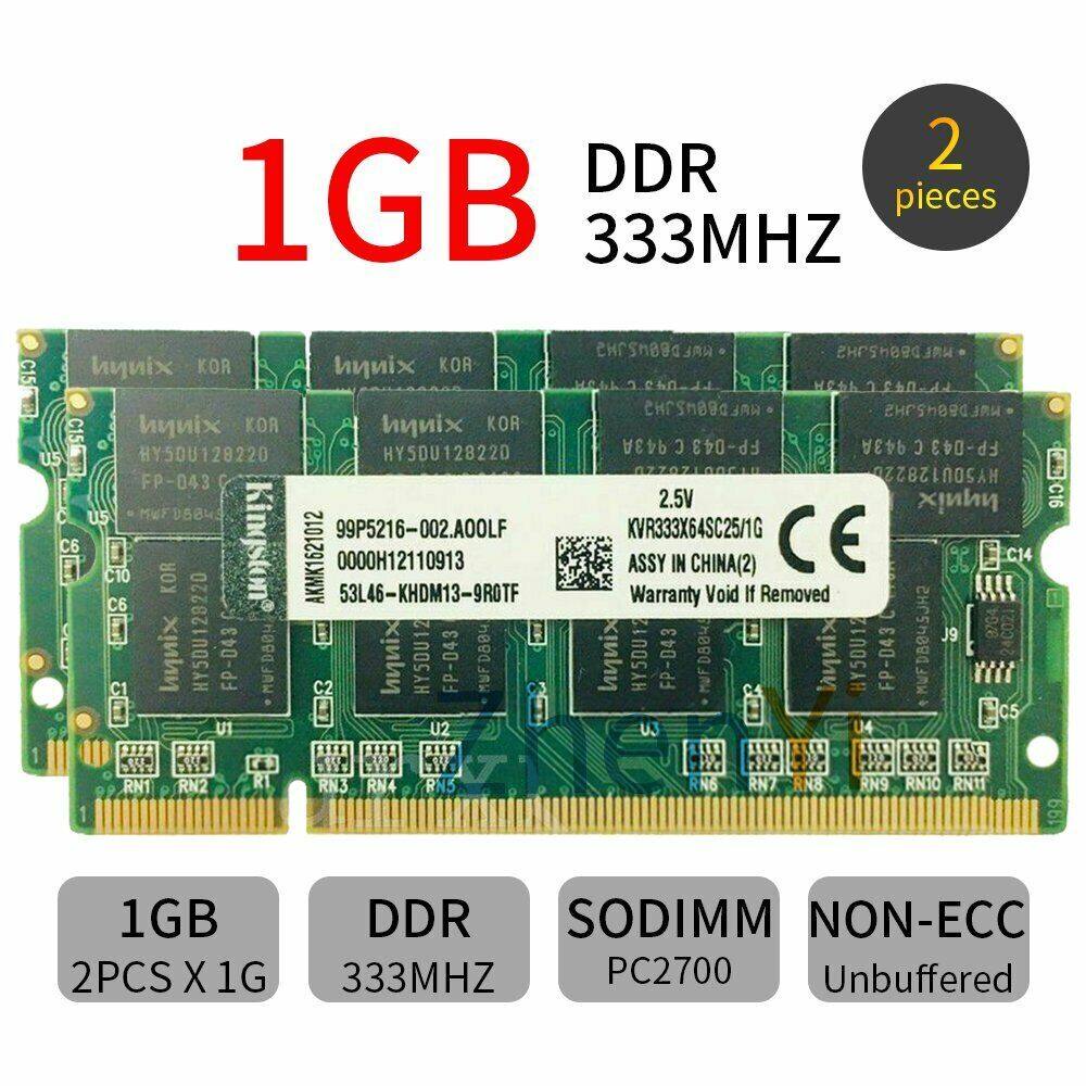 KIT De Memoria RAM King ston 2GB 2x 1G DDR PC1 2700 DDR1 333MHz SO DIMM