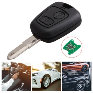 2 botones coche remoto llave shell con 307/206 hoja para Citroen C1 / C2 /  C3 / C4 / Xsara Picasso / Peugeot 307 / 107 / 207 / 407