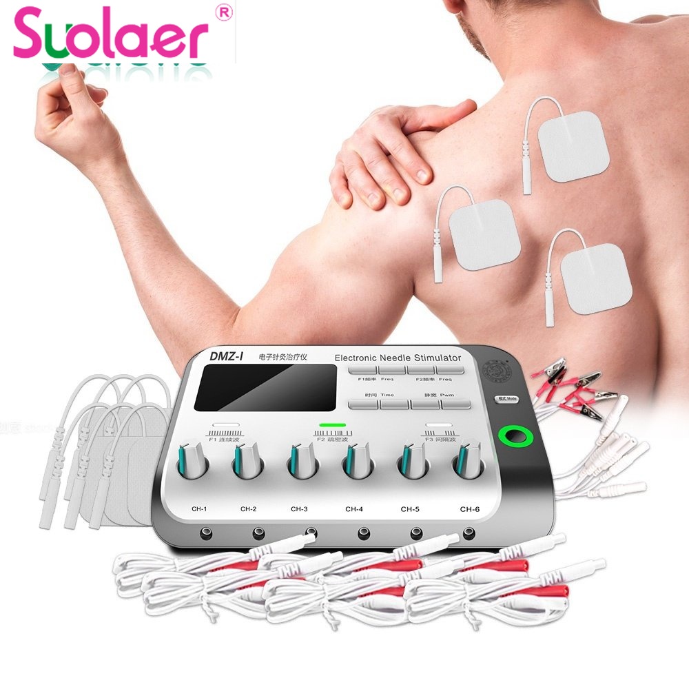 Electroestimulador muscular TENS Ems, almohadillas de electrodos para  terapia de acupuntura corporal, masajeador, fisioterapia, estimulador de  pulso