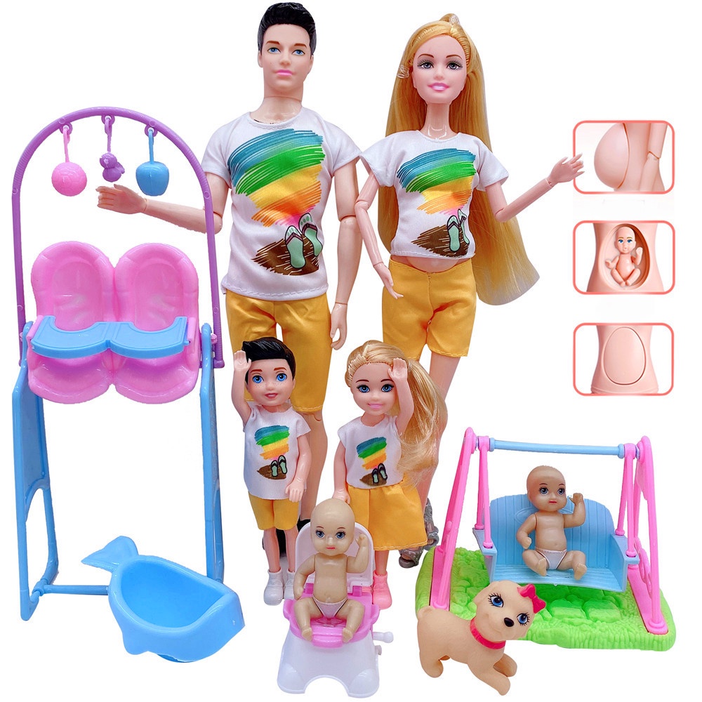 30cm mu eca Barbie embarazada beb embarazada conjunto de regalo la familia para una familia de seis juguetes de los ni os