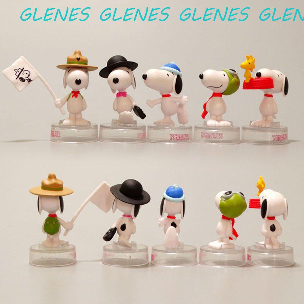 GLENES Snoopy Figuras De Acción 5 Unids/Set Regalos Juguetes Muñecas  Adornos