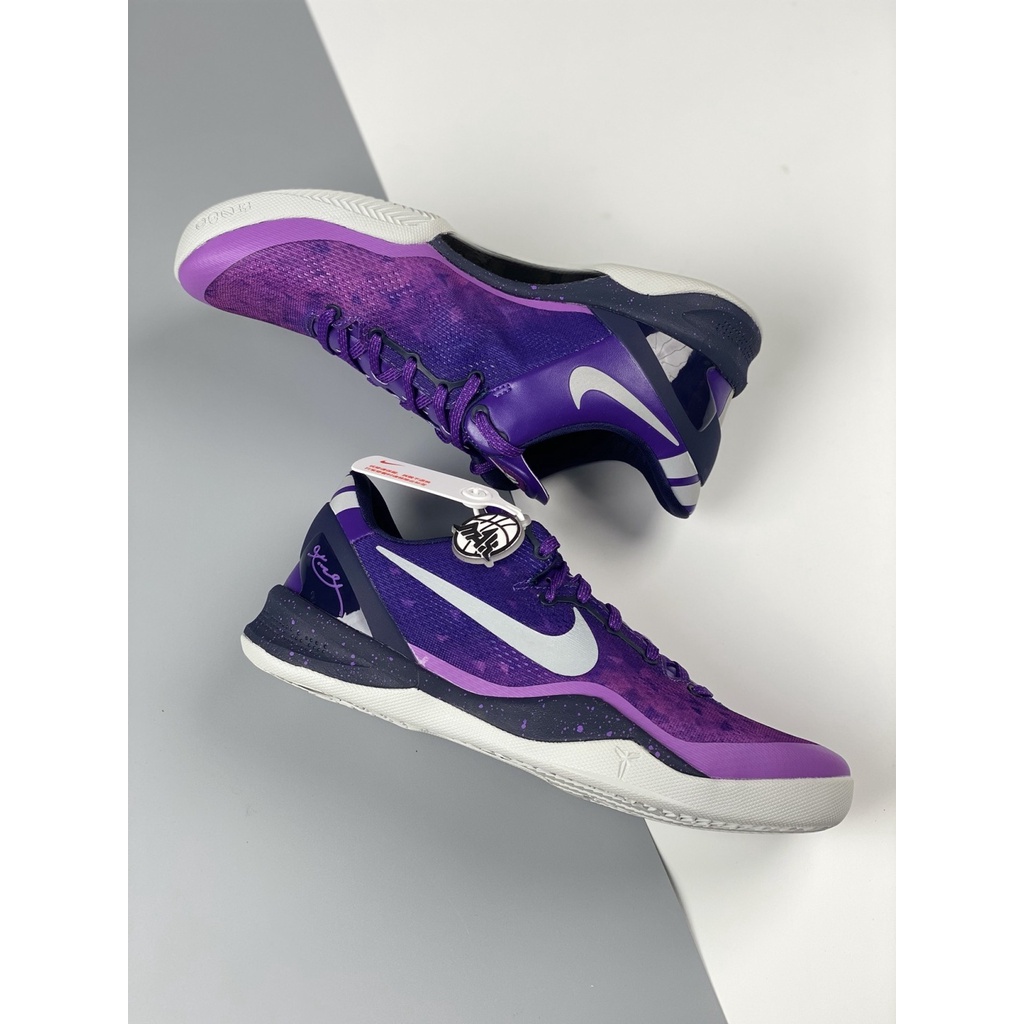 Nivel de la empresa Kobe 8 Kobe 8 generacion Lakers color purpura a juego de los hombres de bajo top de combate practico cojin de aire resistente al desgaste deportes zapatos de baloncesto