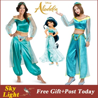 Disfraz de jazmín de Aladdin para mujer, Azul