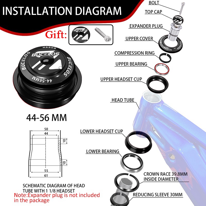 Expansor De Fibra De Carbono Para Auricular De Bicicleta, Tapa Superior De Vástago, Perno De