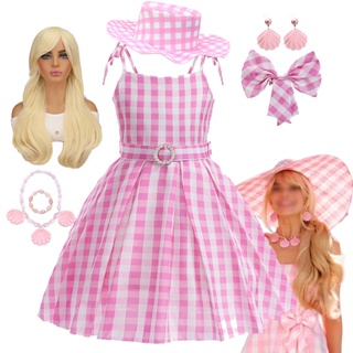 7 Pack Niñas Niños Adultos Barbie Disfraz Vestido Traje con Peluca Rosa  Party Movie Cosplay Halloween Disfraz Barbie Vestidos con accesorios