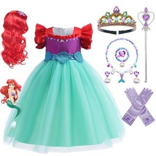 Disney-disfraz de la princesa sirena Ariel para niña, vestido