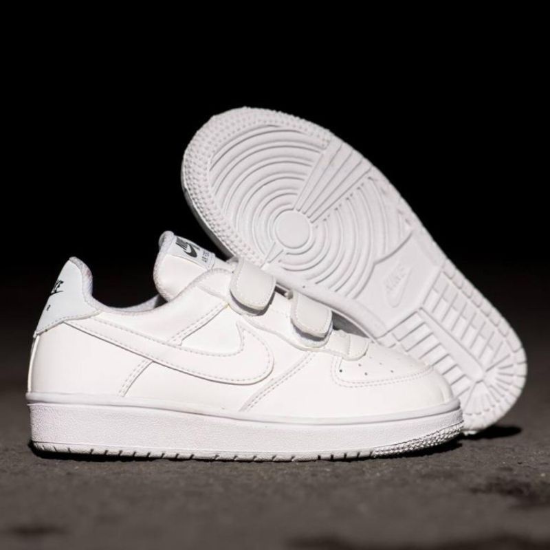 NIKE AIR FORCE 1 niño completo Blanco/blanco Oliva/negro blanco