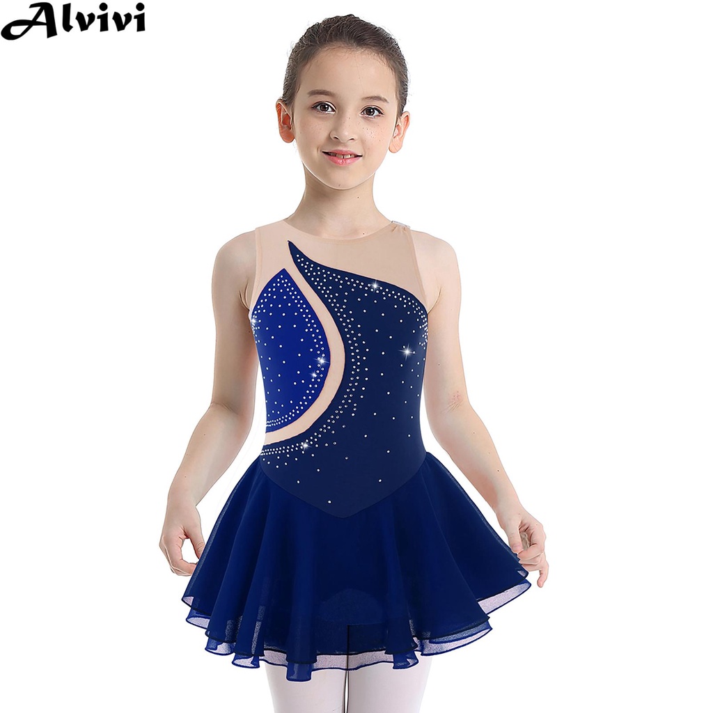 Comprar Vestido de patinaje artístico de manga larga para niñas, Ballet,  danza, gimnasia, falda de malla, leotardo, Ropa de baile, disfraz de  patinaje sobre hielo para niños