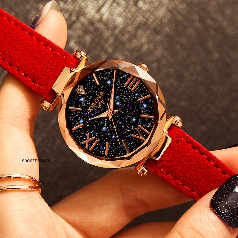 Moda Cielo Estrellado Mujeres Relojes Correa De Cuero XIDIAN Marca