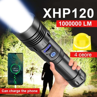 Linterna frontal potente XHP360 18650, lámpara LED recargable USB