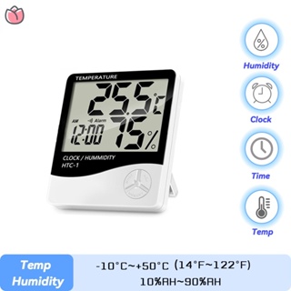 Medidor electrónico de humedad y temperatura para interiores y exteriores  con reloj despertador HTC-2