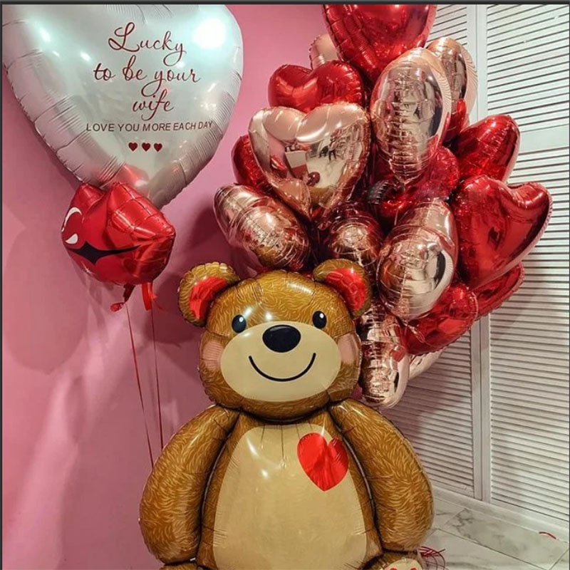 Arco y guirnalda de globos para el día de San Valentín, rojo, rosa, blanco,  globos de confeti, globos de corazón rojo con globos de papel de aluminio