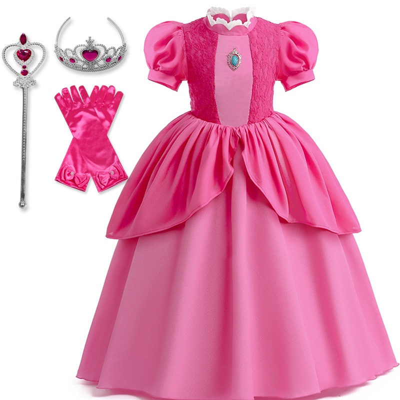 Nnj D Peach Princess Dress For Girl Halloween Cosplay Costume Children Stage Performance Clothes Sleeping Beauty Aurora Kids Irthday Carnival Parnival Out Shopee Mexico