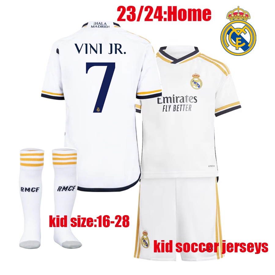 23/24 VINI JR Camisetas De Fútbol 2023/2024 Real Madrid De Casa Traje De  Niño Con Calcetines BELLINGHAM VALVERDE Camiseta KROOS E.MILITAO MODRIC  RODRYGO kid kit Uniformes