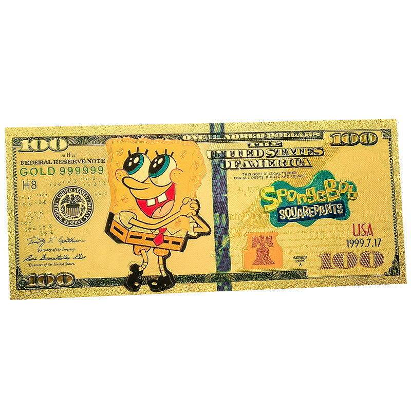 Bob Esponja Billete Conmemorativo Colección Anime Lámina De Oro Regalo ...