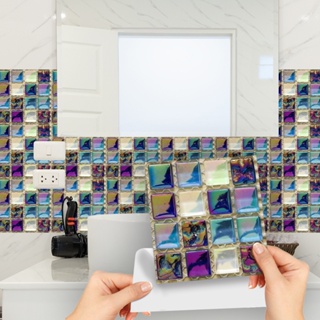 Adhesivo de pared de mosaico de espejo, azulejos autoadhesivos, papel tapiz  extraíble, para decoración del hogar, decoración de pared de cocina, papel