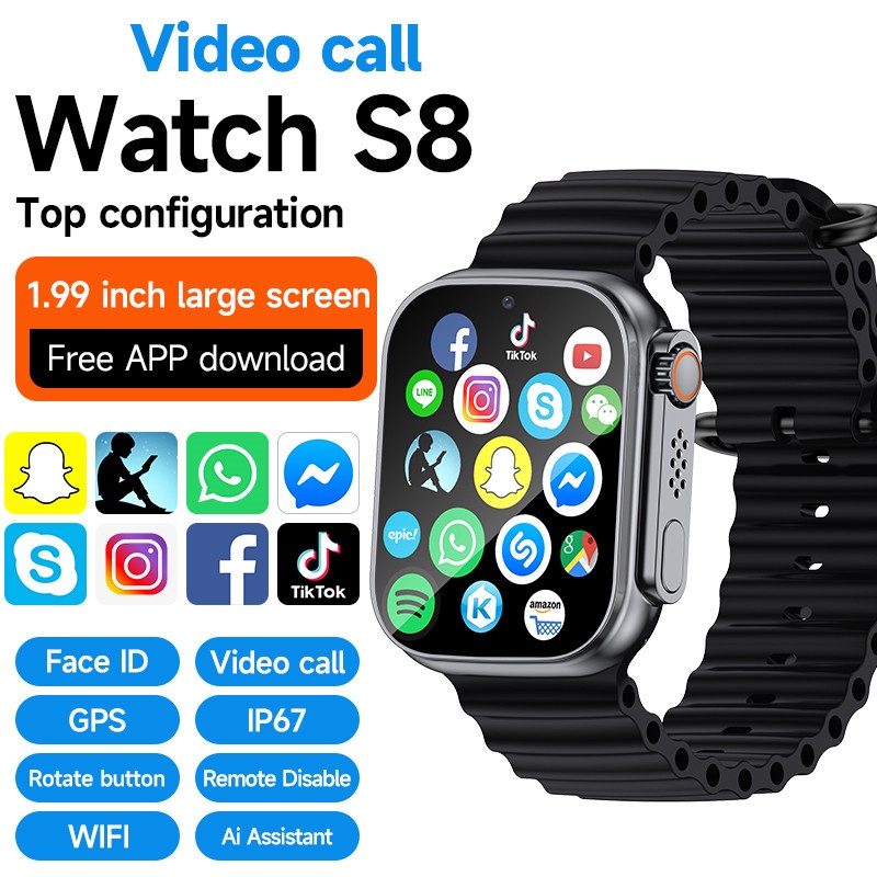 4G SIM Card Smart Watch DW89 Ultra Hombre Mujer Ninos GPS Face ID Videollamada Smartwatch Google APP Descargar WIFI Play TIKTOK Facil Pago