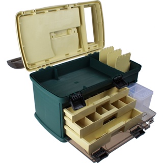  Caja de aparejos organizador de caja de pesca, caja de  almacenamiento portátil de pesca y aparejos - Caja de aparejos grande  Organizadores de almacenamiento de 4 capas Caja de almacenamiento de