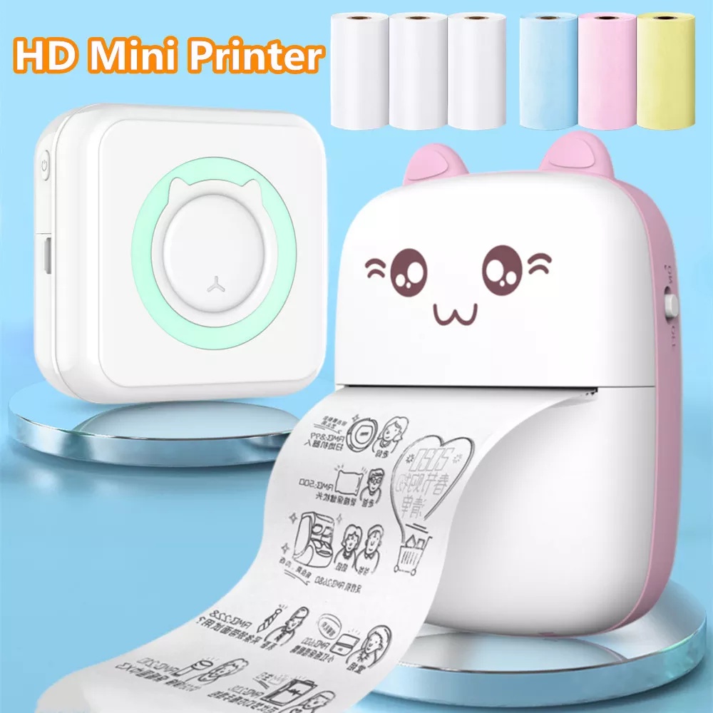 mini impresora sin tinta bluetooth portátil bolsillo de mano mini lindo  gato impresora térmica para el estudio