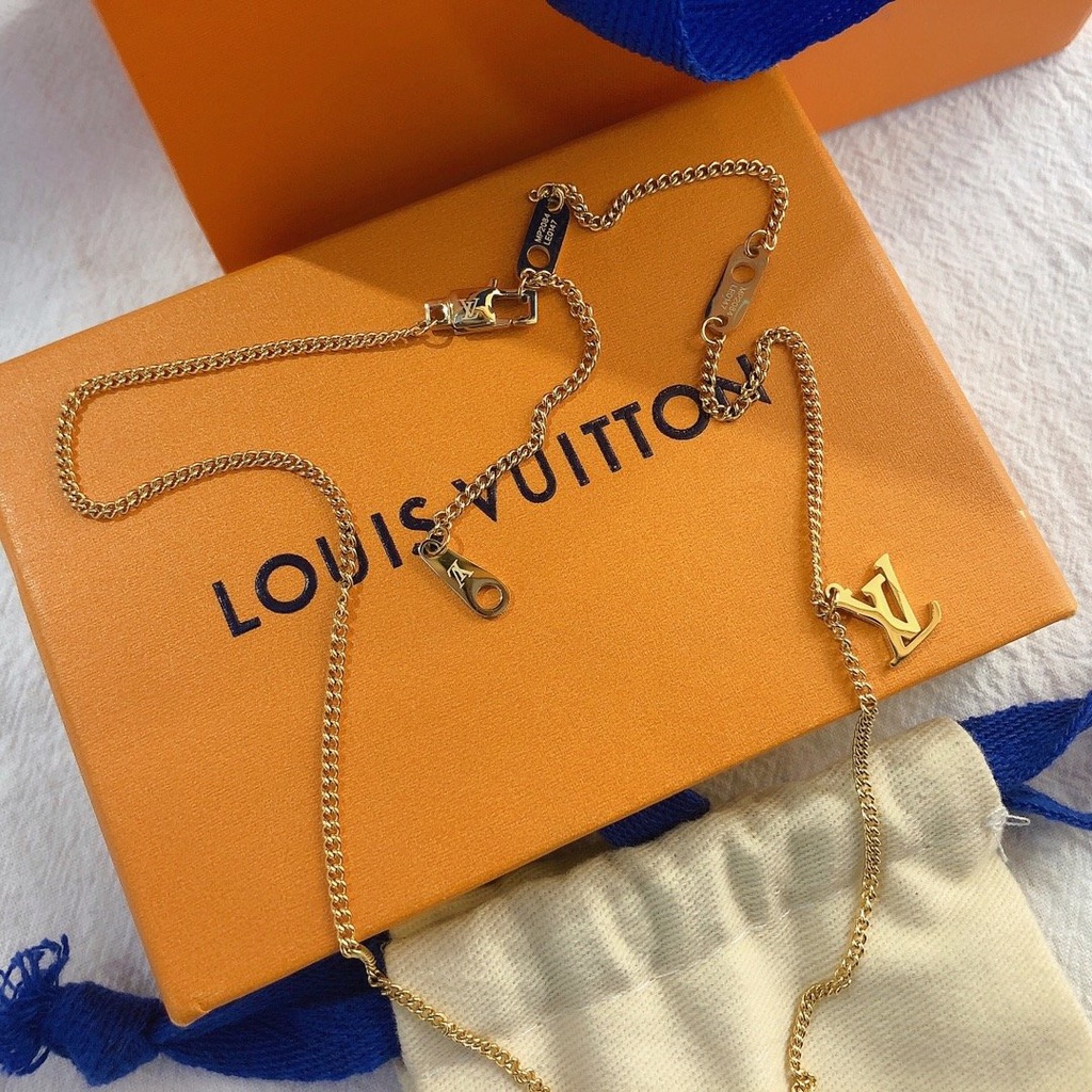 Casual Lv Collar Cadena Letra Logo Louis Vuitton Gargantilla Acero Titanio  Impermeable No Oxidación Colgante Elegante Hombres Mujeres Joyería