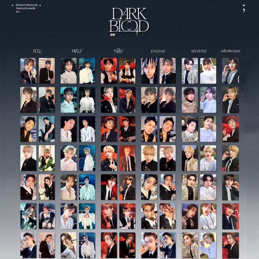 7 Unids/set EN-HYPEN Album DARK BLOOD Photocards Lomo Cards