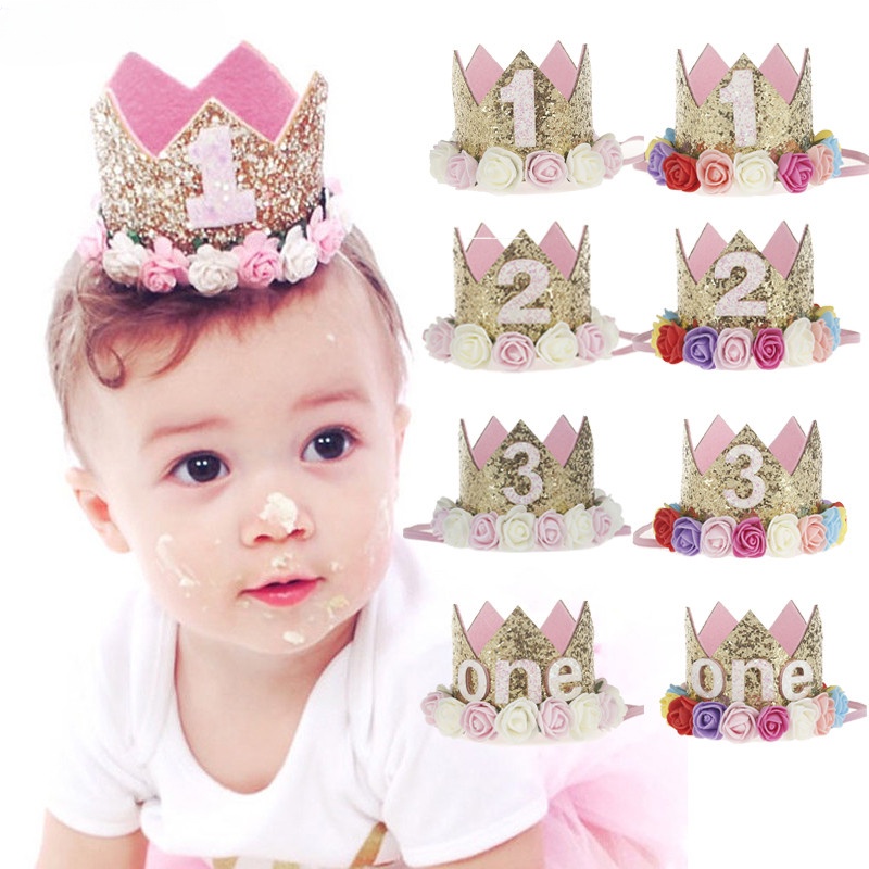 Sombrero De Fiesta De Cumpleaños Para Bebés Princesa Corona Diadema 1 2 3  Años Decoraciones Baby Shower 1er Niños Suministros