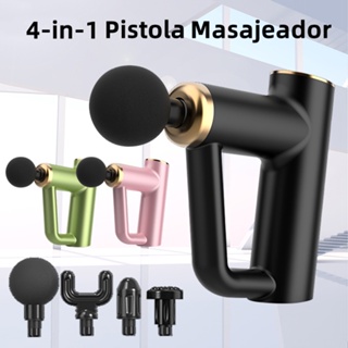 Pistola de masaje muscular Facial Gun Masajeador Muscular 4 cabezales 4  Niveles