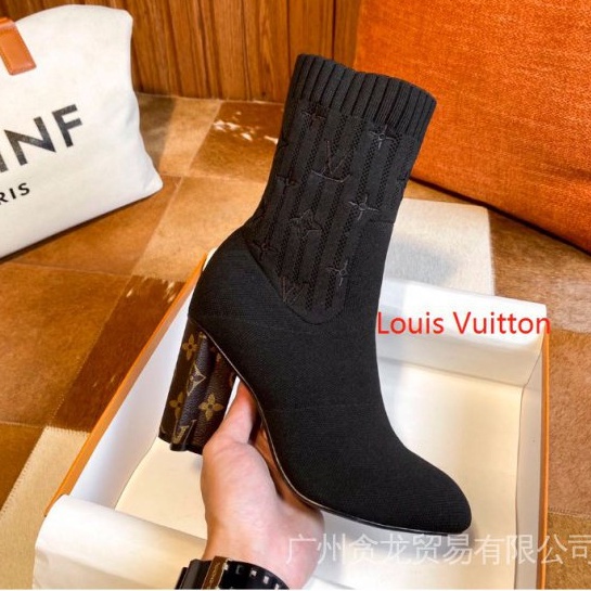 Auténticos Louis Vuitton Counter LV Botas Cortas Calcetines De