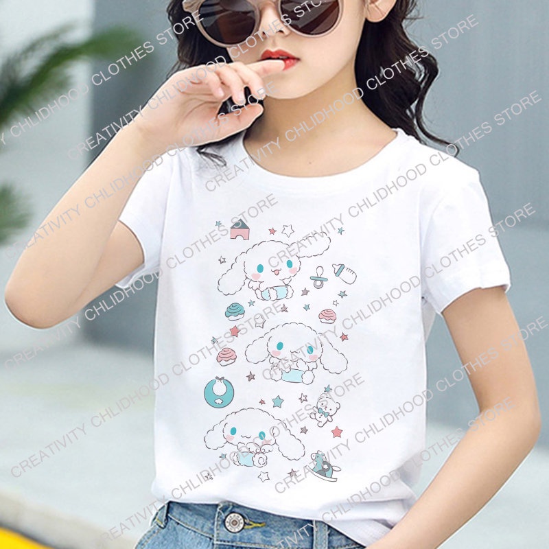 2023 Kawaii Sanrio Cinnamoroll Ropa Para Niñas Niños Camiseta