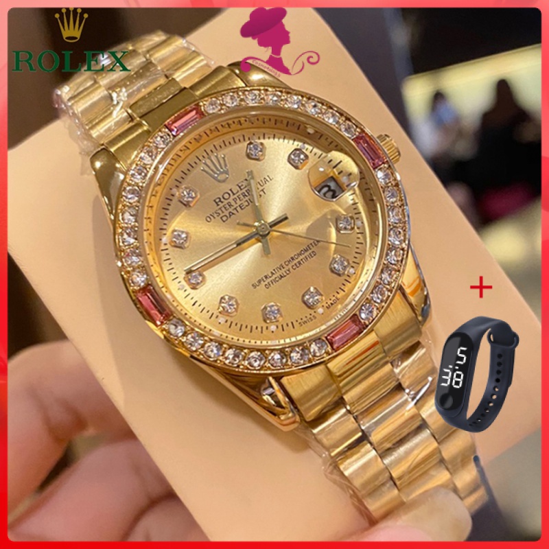 rolex mujer Calendario de diamantes con incrustaciones de moda de