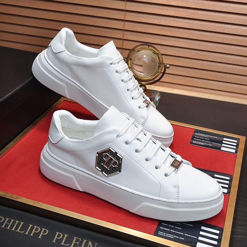 Philipp Plein zapatos de los hombres de la moda casual simple top bajo encaje combo todo fosforo