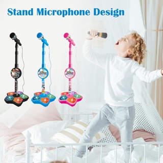 Micrófono para niños con soporte, máquina de karaoke para niños, juguetes  musicales, micrófono de juguete con soporte para niños y niñas cumpleaños