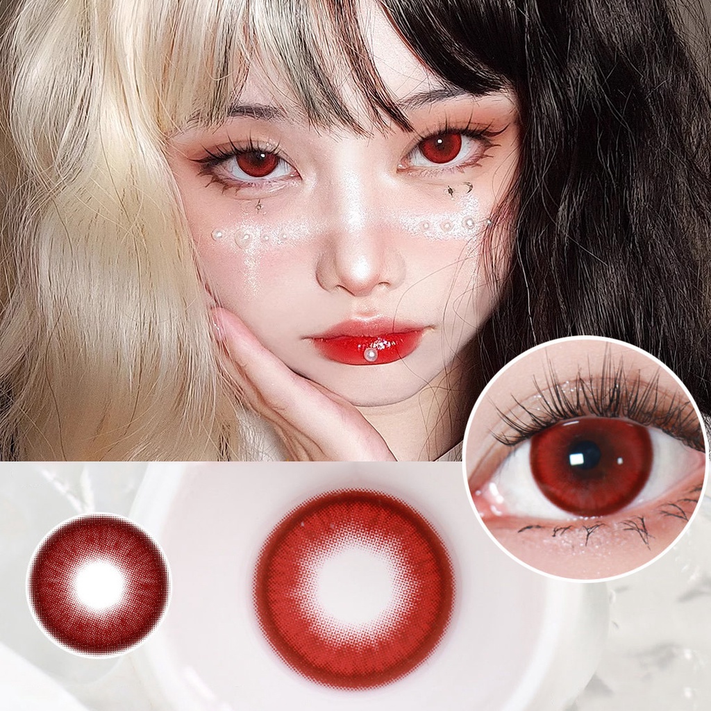 2 Pzs Lentes De Contacto De Colores Anime Softlens Rojo Vampiro Pupila 2pcs 1 Par De Cosplay Shopee Mexico