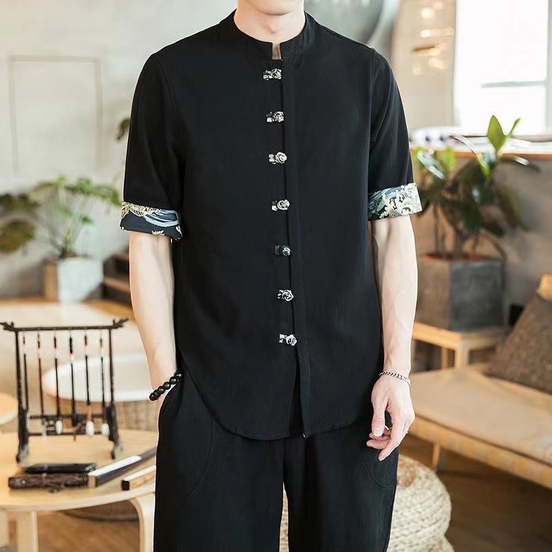 Camisa Tang De Lino De Algodón Estilo Chino Para Hombre Shopee