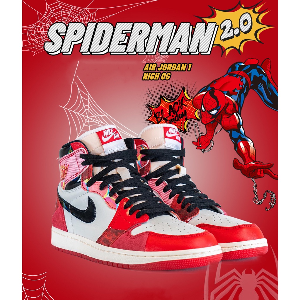 Air Jordan 1 retro high OG Spider Man 2.0 Next Chapter Antideslizante Resistente Al Desgaste Zapatillas De Baloncesto unisex Rojo Negro Shopee Mexico