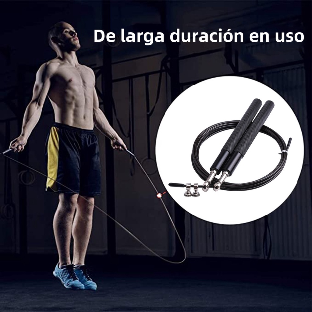 FitnessZone Cuerda Saltar Alta Velocidad: Speed Rope Con Rodamientos Para Crossfit Y Boxeo (Ajustable)