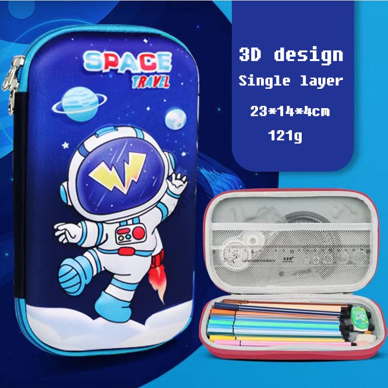Estuche 3D Astronauta Azul Real Para Niños | Fyearfly Caja De Papelería De EVA | Impermeable Y Gran Capacidad | Regalo Original