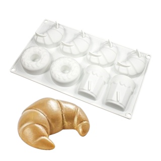 Molde de silicona para donuts, bandeja antiadherente para hornear pasteles,  herramientas para hacer postres, 8 cavidades