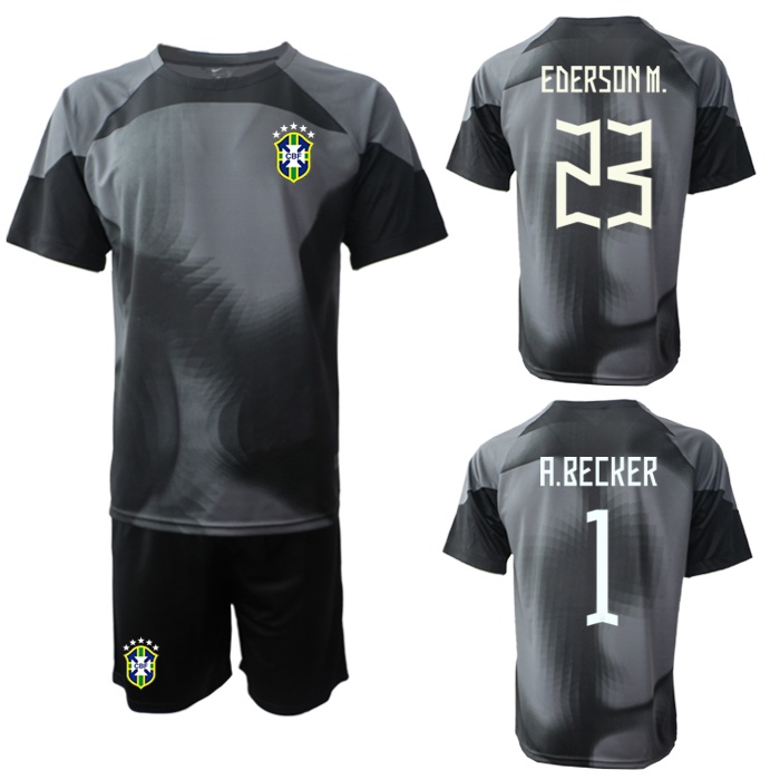 Traje de futbol Brasil portero N 1 Alisson N 23 Ederson m. Traje de portero traje de manga corta negro ninos adulto personalizable Shopee Mexico