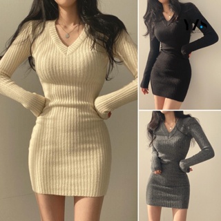 Suéter Vestido de punto Vestido de Navidad de Invierno Mujer Bodycon Sólido  Manga Larga Vestidos Cálidos Para Mujeres Fiesta Esponjosa Mini Ropa