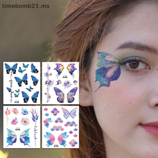 Tatuajes temporales de mariposas para niños - Flor de mariposa con  purpurina.