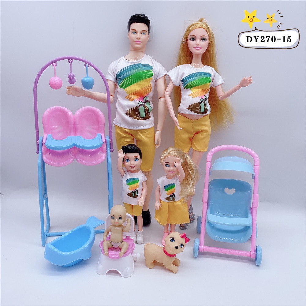 30cm muneca Barbie embarazada bebe embarazada conjunto de regalo la familia para una familia de seis juguetes de los ninos