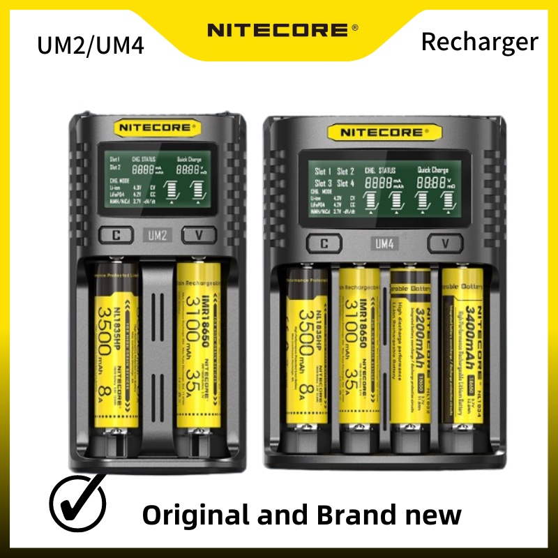 Cargador NITECORE UM4 UM2 USB 5V LCD Carga Inteligente Li-ion Litio Bat ...