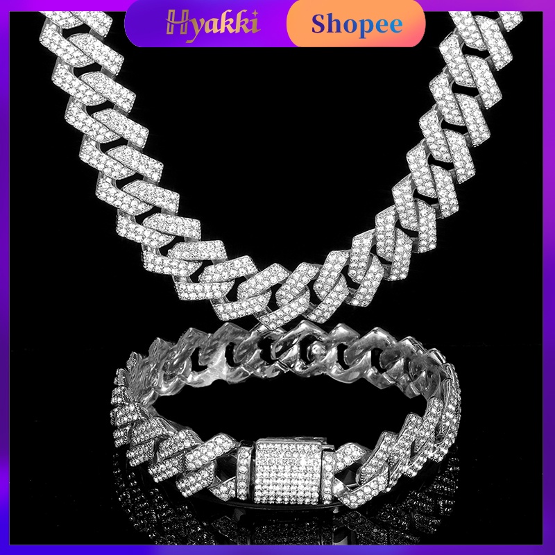 HYAKKI Hip Hop Iced Out Cadena Pavimentada Diamantes De Imitación ...
