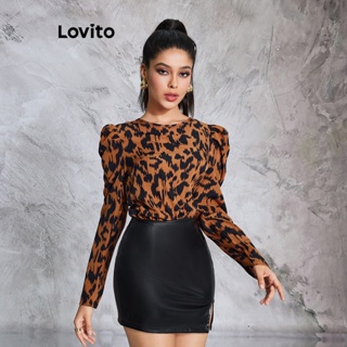 SHEIN Conjunto pullover panel de leopardo con pantalones