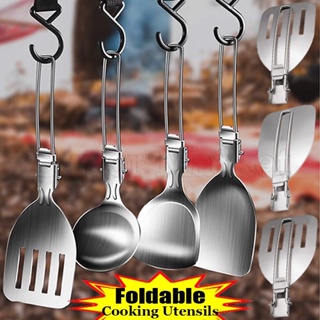 Juego de utensilios de cocina de acero inoxidable, pala giratoria, cuchara  para sopa, espátula, utensilios de