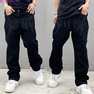 Pantalones vaqueros holgados de pierna recta para hombre, ropa de trabajo  informal, estilo hip hop ins, desgastados
